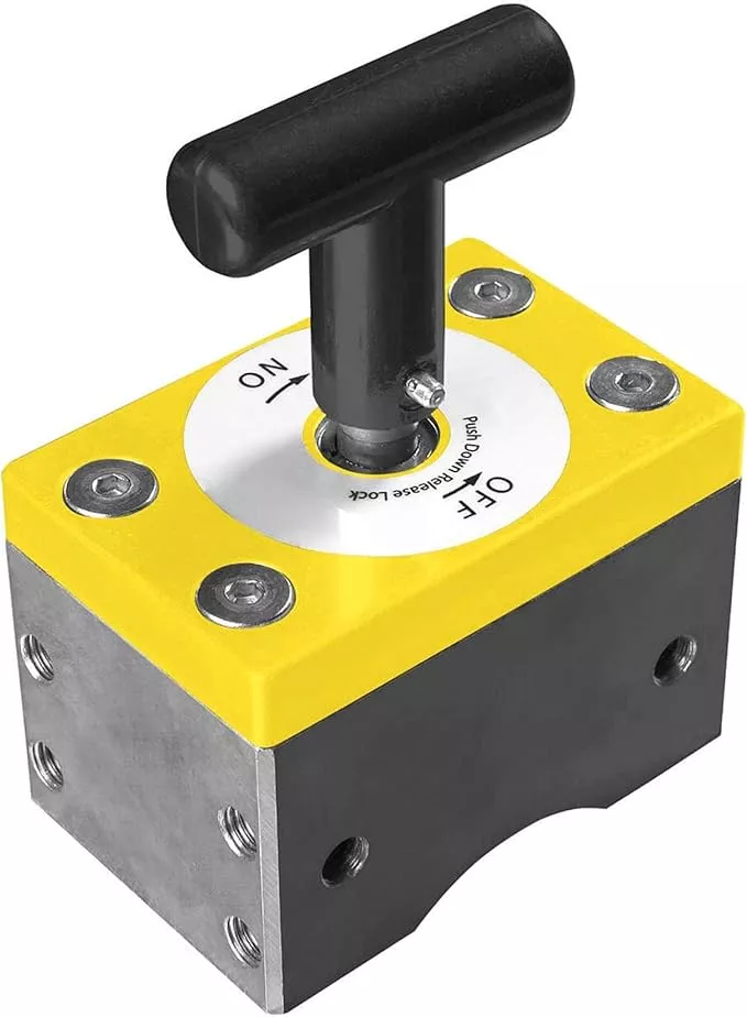 Magswitch MagSquare Magnetic Welding Square Base Clamp Holder for Welding Kit, Tools, Supplies and Accessories, Magnet Switch with On/Off Capabilities, yellow/Silver/Black, 1050 LBS
