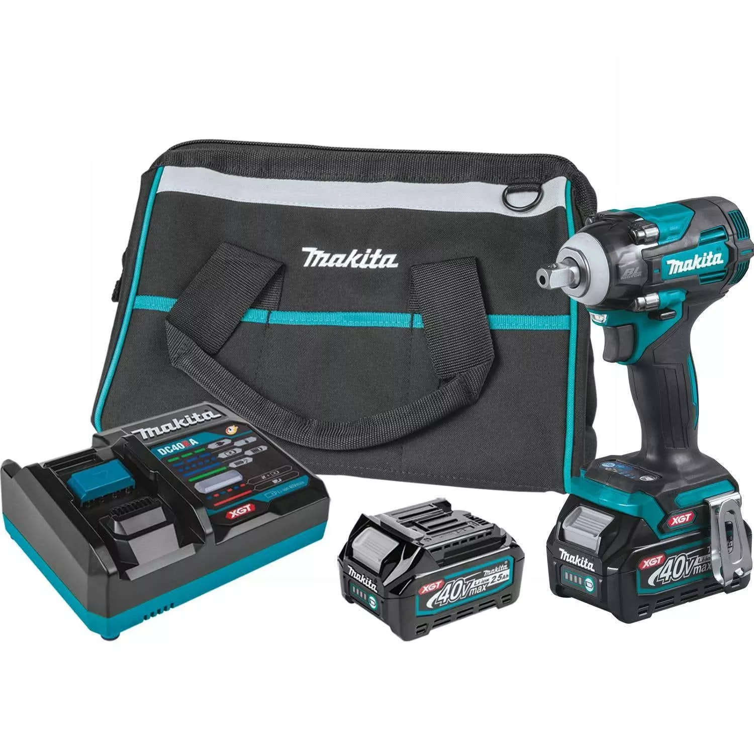 Makita40V max XGT Brushless Cordless 4-Speed 1/2" Sq. Drive Impact Wrench Kit w/ Detent Anvil (2.5Ah)