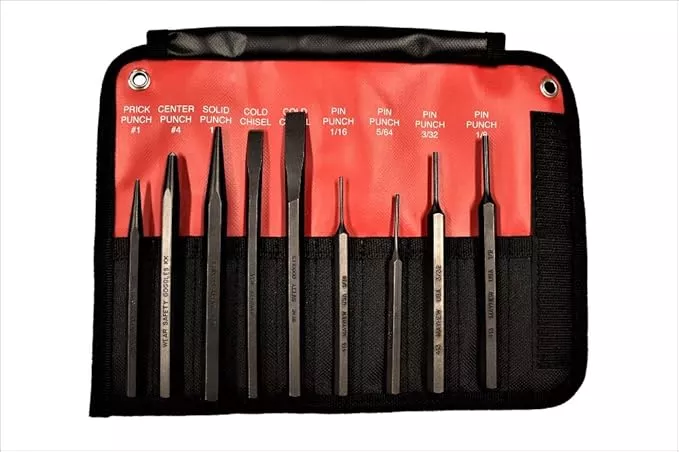 Mayhew Tools 61409 Punch and Chisel Set, Black Oxide Finish, 9-Piece