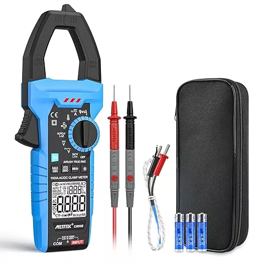 MESTEK Digital Clamp Meter Multimeter with Inrush Current, 1000A TRMS Amp Voltage Tester with VFD & LOZ Mode; Measures AC/DC Current Voltage Temperature Resistance Capacitance Frequency Continuity NCV
