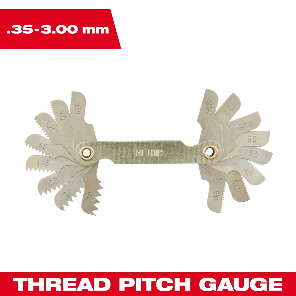 Milwaukee 0.35-3.00 mm Metric Thread Pitch Gauge