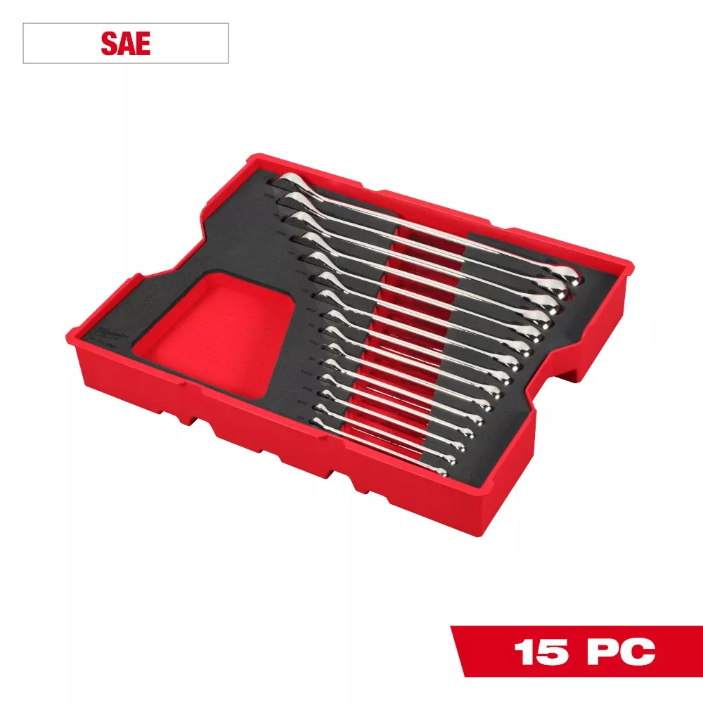 Milwaukee 15pc. SAE Combination Wrench Set with Tray for PACKOUT Drawers 48-22-0155