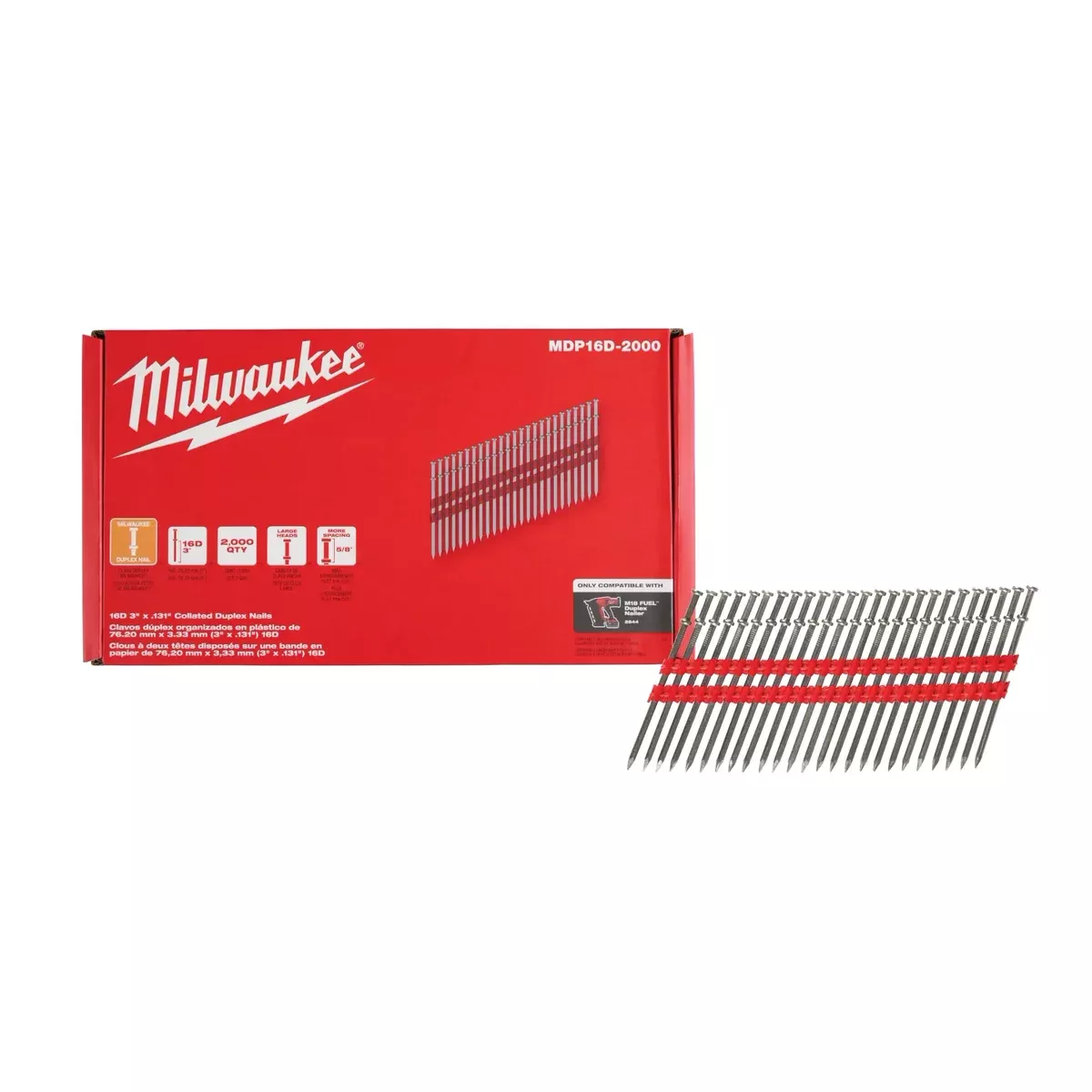 Milwaukee 16D 3” x .131” Collated Duplex Nails