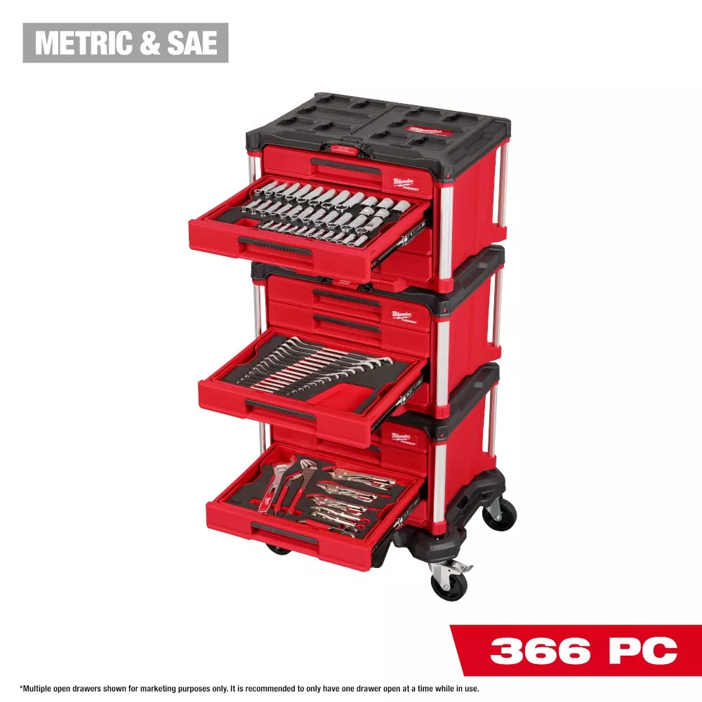 Milwaukee 366pc. Master Mechanics Hand Tool Set with PACKOUT Drawers and Dolly 48-22-9495