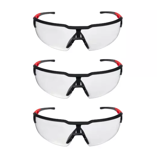 Milwaukee 3PK Safety Glasses - Clear Anti-Scratch Lenses