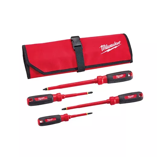 Milwaukee 4 PC 1000V Insulated Screwdriver Set w/ Roll Pouch