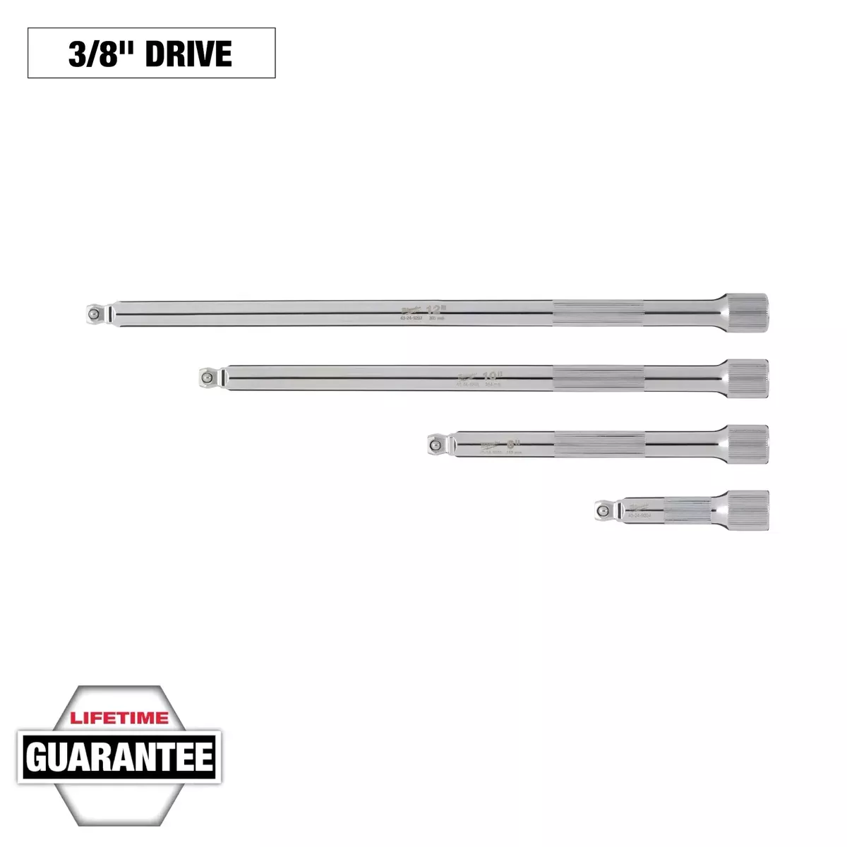 Milwaukee 4pc 3/8” Drive Wobble Extension Set