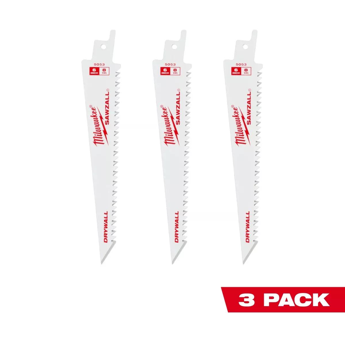 Milwaukee 6” 8TPI Drywall SAWZALL™ Blade (3 PK)