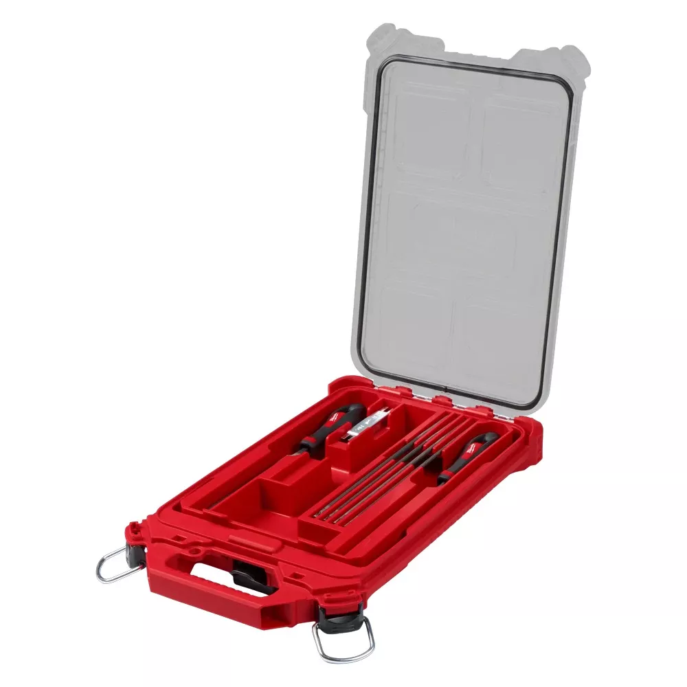 Milwaukee 9pc Saw Chain Sharpening Set with PACKOUT Low-Profile Compact Organizer 49-16-2880