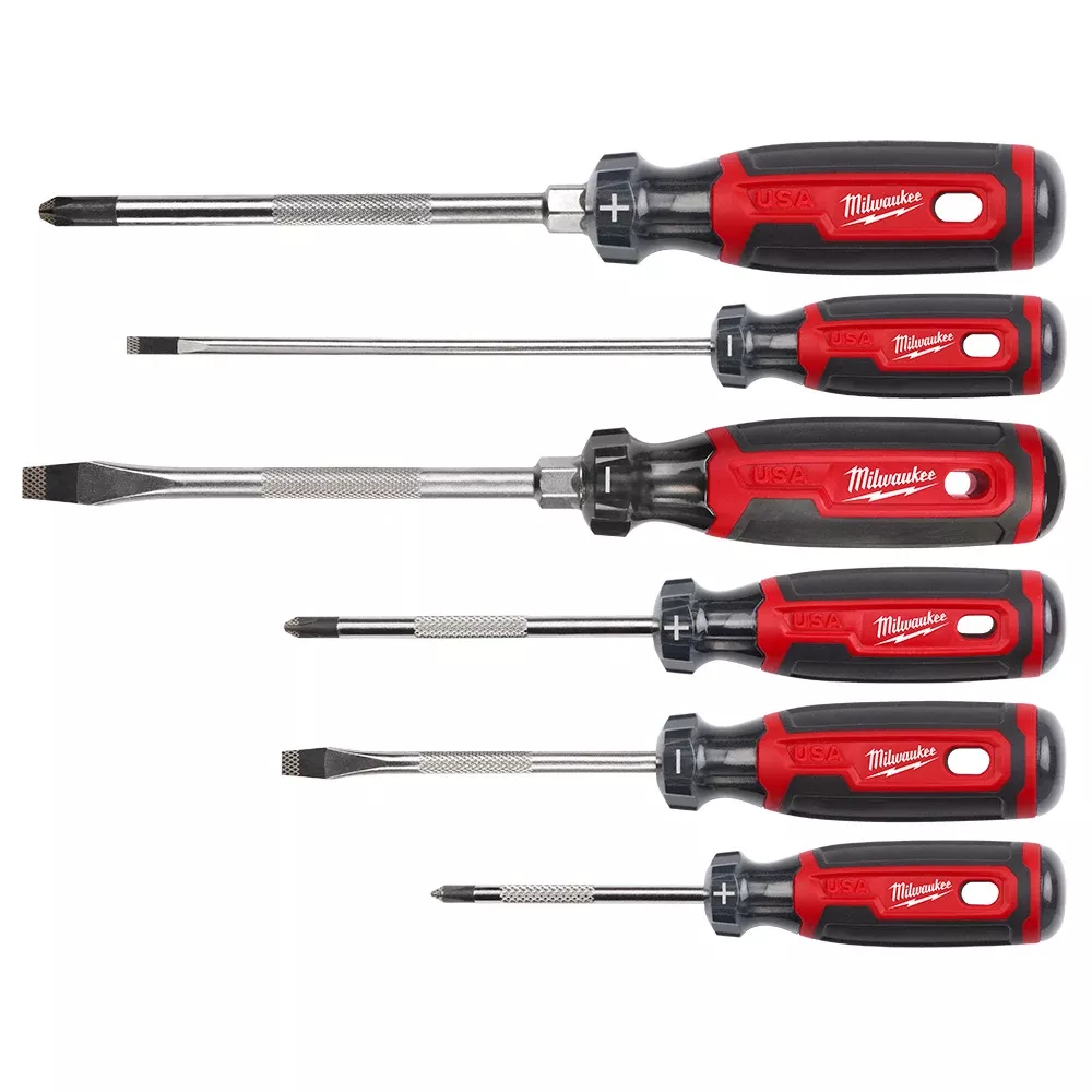 Milwaukee Cushion Grip Screwdrivers Set w/PACKOUT Low-Profile Compact Organizer (6-Piece) MT200-6P