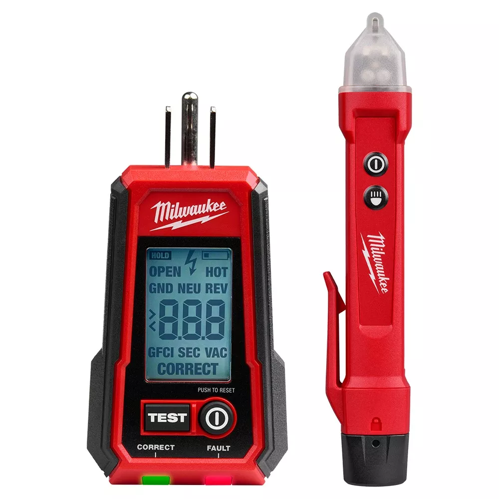 Milwaukee Digital GFCI Receptacle Tester and Voltage Detector w/ LED 3211-20