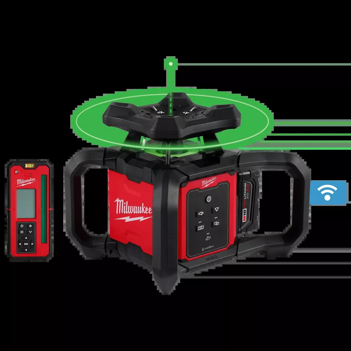 Milwaukee M18™ Green Interior Rotary Laser Level Kit w/ Remote/Receiver & Wall Mount Bracket