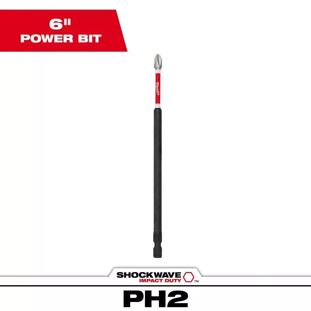 Milwaukee SHOCKWAVE 6" Phillips #2 Impact Power Bit 48-32-4802