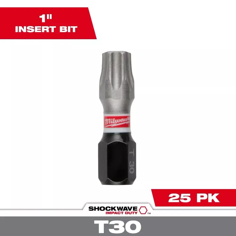Milwaukee SHOCKWAVE Impact Duty 1" T30 INSERT BITS 25Pk 48-32-4137