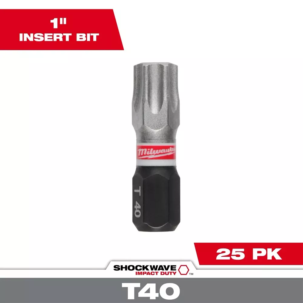 Milwaukee SHOCKWAVE Impact Duty 1" T40 INSERT BITS 25Pk 48-32-4138