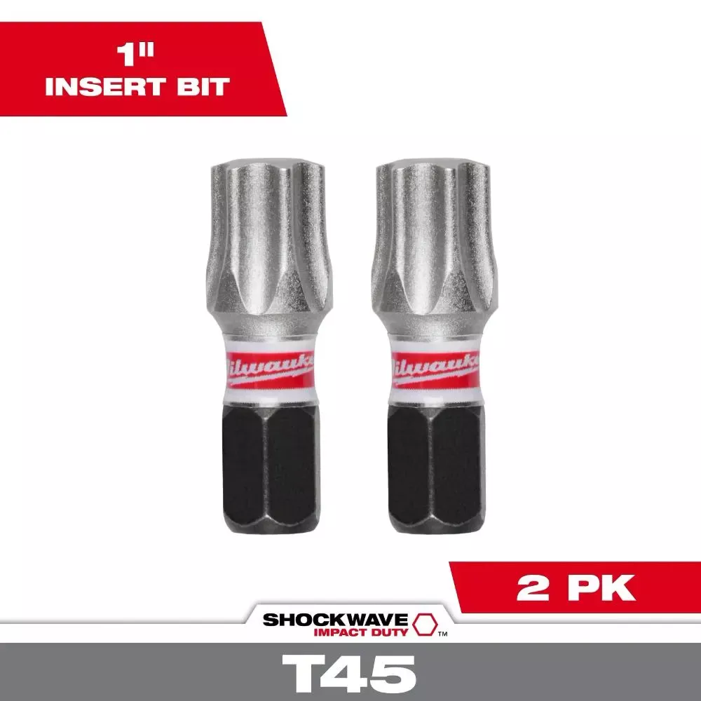 Milwaukee SHOCKWAVE Impact Duty 1" T45 Insert Bits 2Pk 48-32-4991