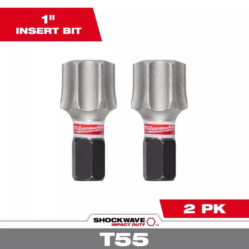 Milwaukee SHOCKWAVE Impact Duty 1" T55 Insert Bits 2Pk 48-32-6003