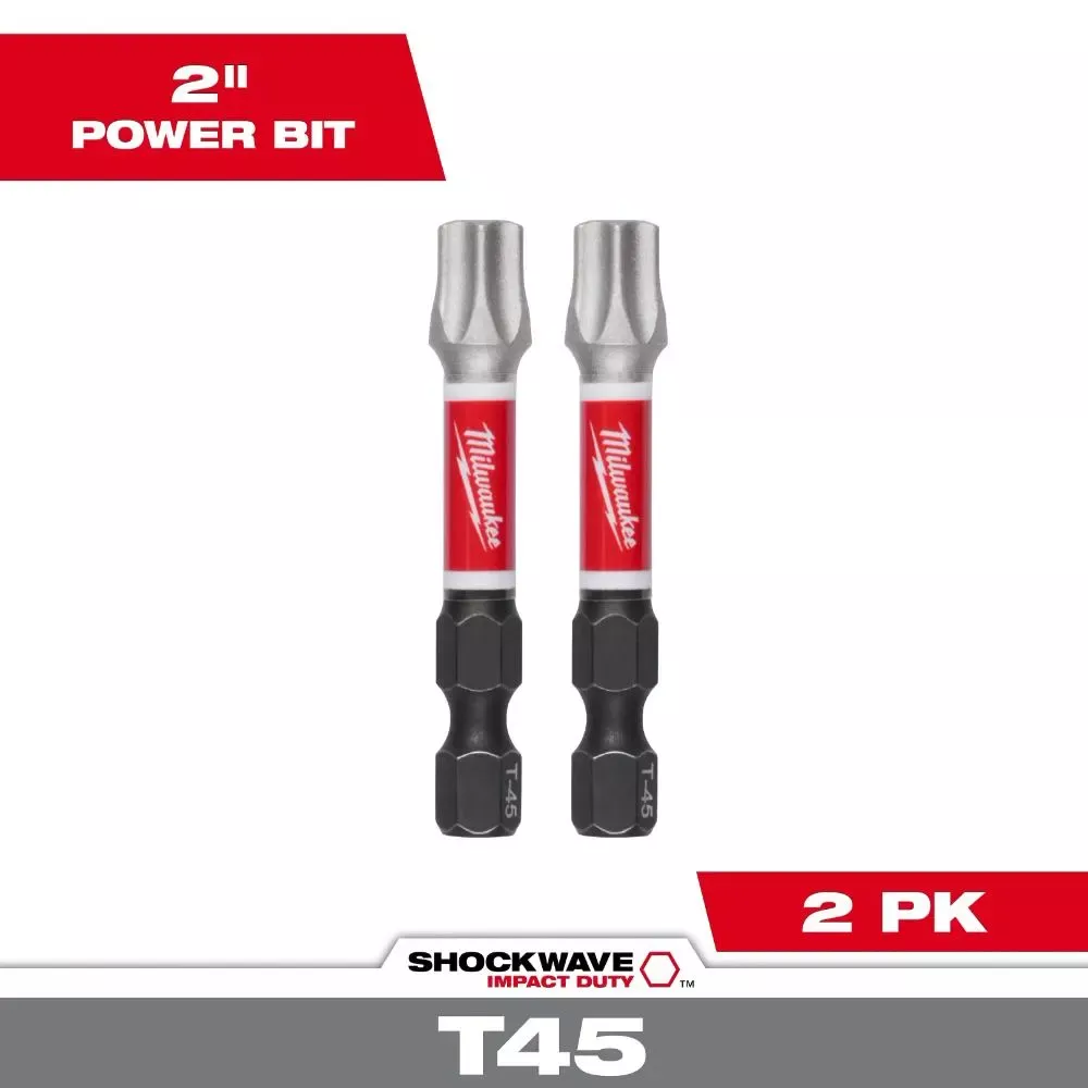 Milwaukee SHOCKWAVE Impact Duty 2" T45 Impact Bits 2Pk 48-32-6000