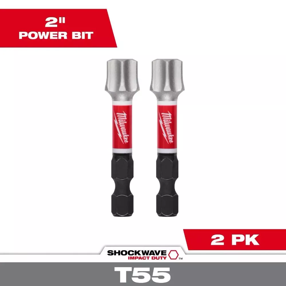 Milwaukee SHOCKWAVE Impact Duty 2" T55 Impact Bits 2PK 48-32-6004