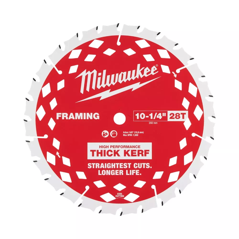 Milwaukee Tools 10-1/4” 28T Thick Kerf Framing Circular Saw Blade 48-40-1048