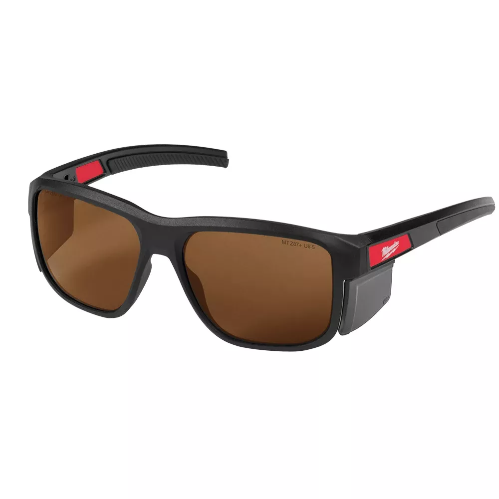 Milwaukee Tools Full Frame Safety Glasses with Removable Side Shields – Brown Anti-Scratch Lenses 48-73-2516