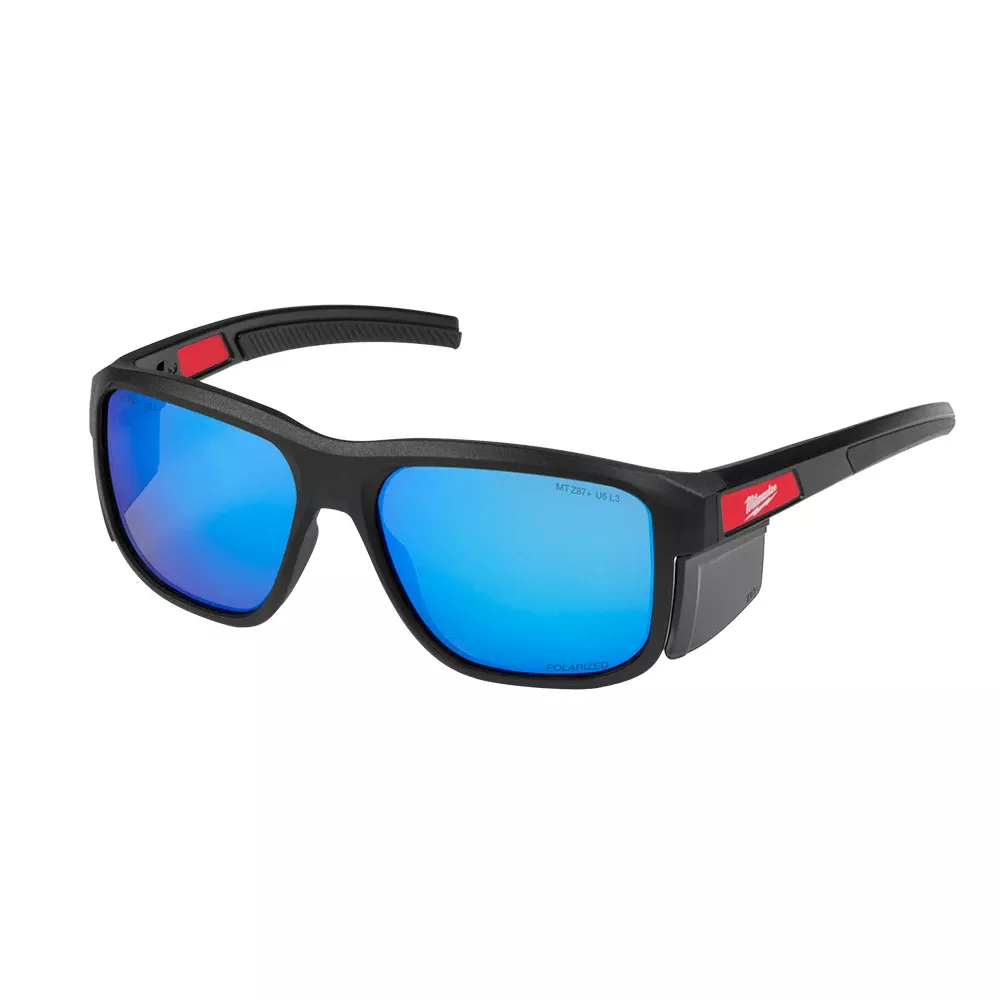Milwaukee Tools Polarized Full Frame Safety Glasses with Removable Side Shields – Blue Mirrored Dual Coat Lenses 48-73-2511