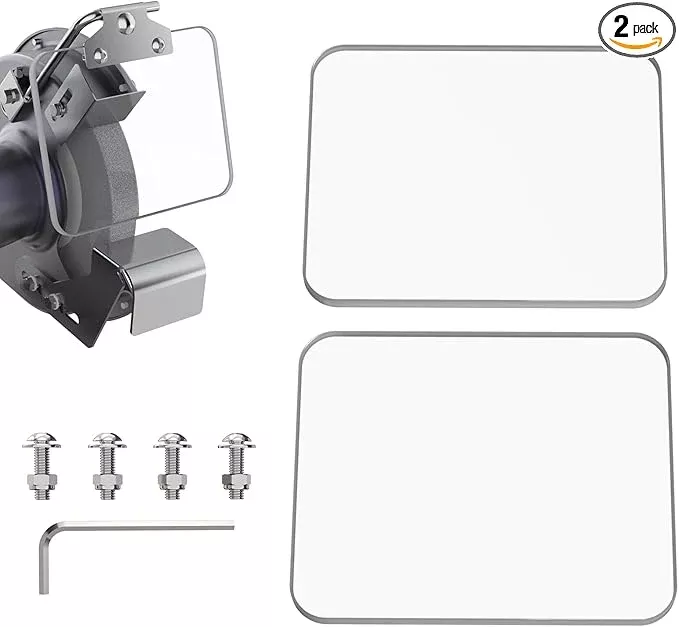Neeki 4x5" 2pcs Bench Grinder Replacement Eye Shield, Small Grinder or Small Bench Grinder Protective Cover, HD, Lightweight and Durable