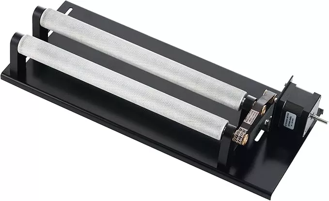OMTech Rotary Axis Attachment for 40W co2 Laser Engraver, Barrel Rolling Cylinder Surface Rotation Platform for K40 Laser Engraver, 360 Degree Rotating Axis