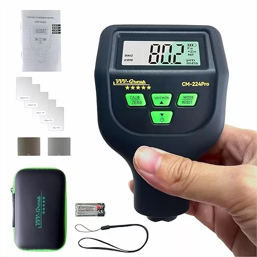 Paint Thickness Gauge CM-224Pro 2026 | Coating Thickness Meter Fe/Al/Zn | Auto Paint Depth Gauge Car Tester with High-Precision Probe, Multi-Unit Display & Auto Calibration