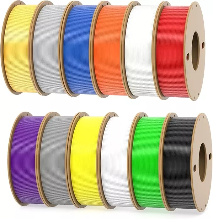 PLA+ 3D Printer Filament 1.75mm No Tangle, Net Weight 250g Spool, 12 Packs, PLA Pro Plus, 12 Assorted Multiple Colors, Total 3KG Material