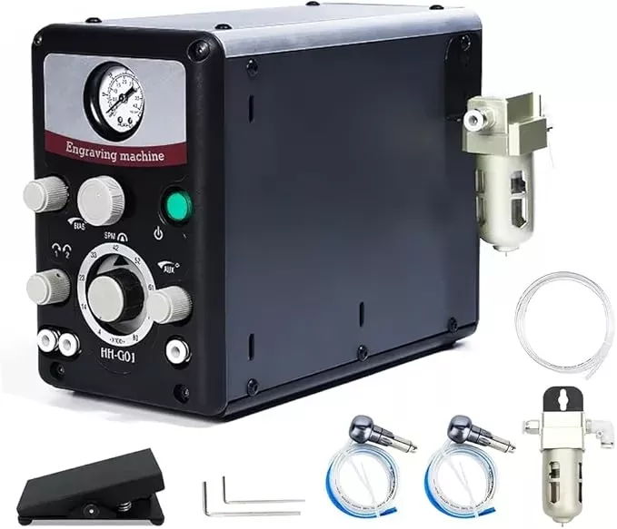 Pneumatic Impact Engraving Machine Pneumatic Engraver Machine Hand Engraving Stone Setting Tools Engraving Machine for Jewelry Making Metal Engraving and Carving