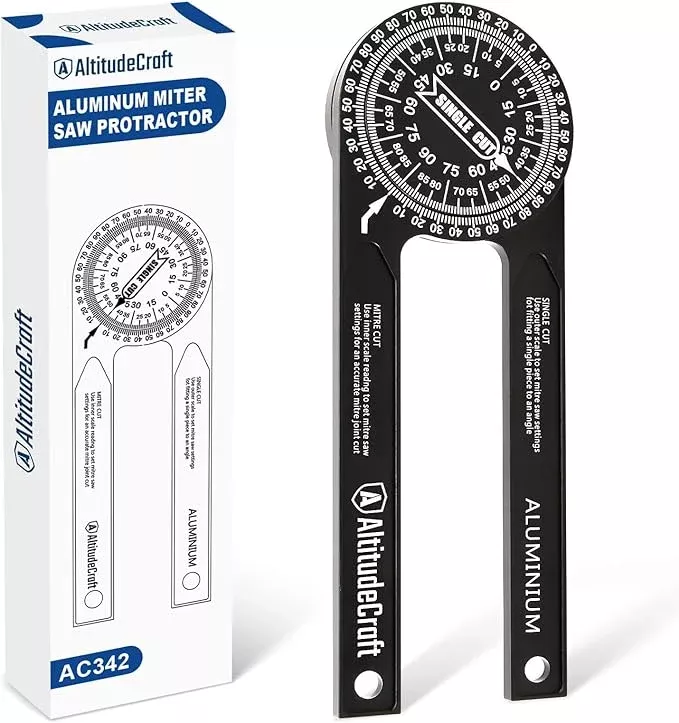 Precision Aluminum Miter Saw Protractor | 7.28-Inch Rust-Resistant Angle Finder with 360° Rotation & Laser-Engraved Scales for Accurate Miter Cuts
