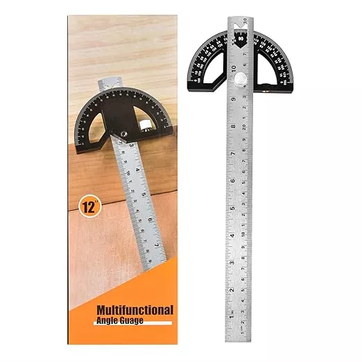 Protractors Angle Ruler Angle Finder Ruler Machinist Protractor Angle Measuring Tool 12-Inch Woodworking Ruler for Woodworking/Carpenter/Construction/Measurement/Hobbyists
