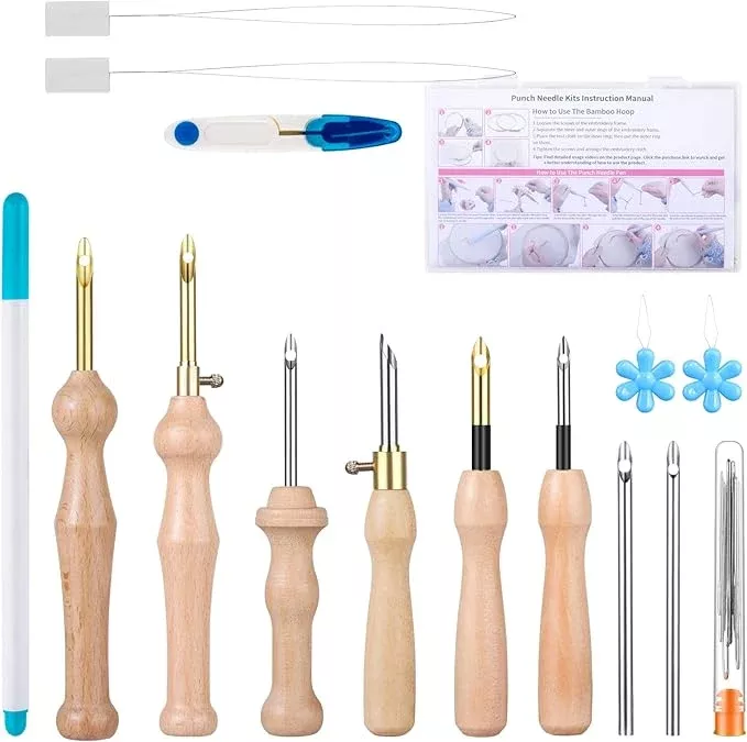 Punch Needle Kit with Storage Box, Punch Needle Tool Set for Adult Beginners, Perfect for DIY Craft,Decoration and Gifts