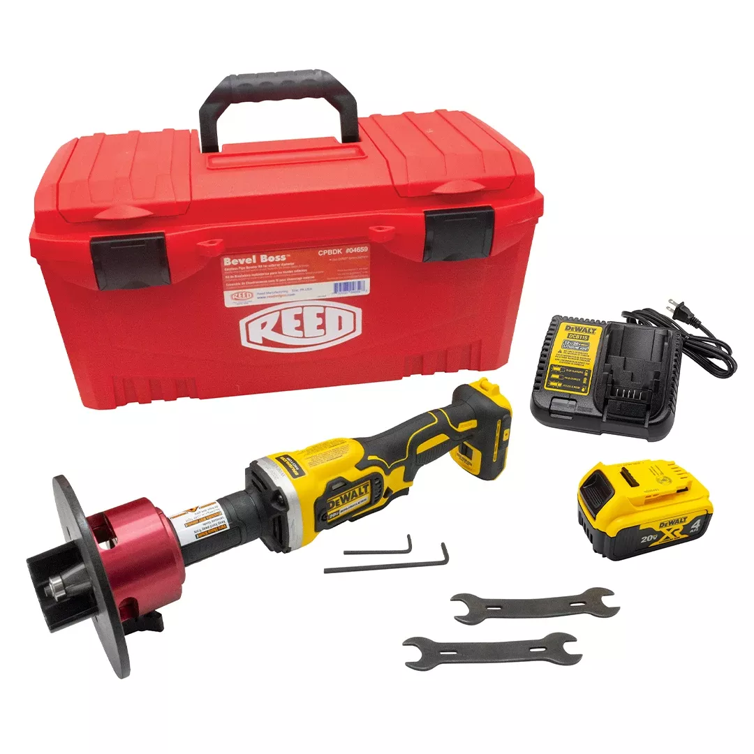 Reed CPBDK Bevel Boss DeWalt Cordless Pipe Beveler Kit 04659