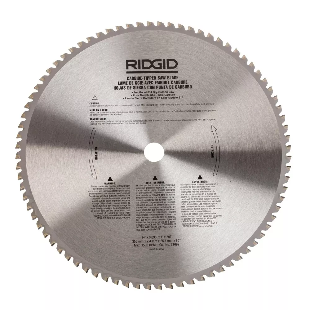 RIDGID Tools 14" Carbide-Tipped Blade 80 Tooth for Model 614  71692