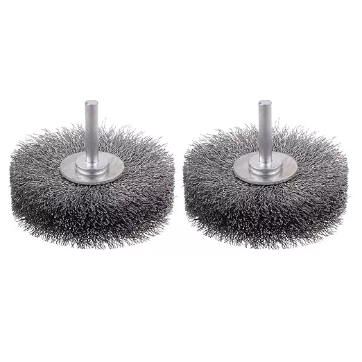 Rocaris 2 Pack Wire Wheel Brush Wire Wheel Brush for Drill Attachment, 3 Inch Heavy Duty Wire Brushes Removal Paint Rust & Corrosion, 0.0118" Carbon Steel Wire, 1/4in Shank, 20000RPM
