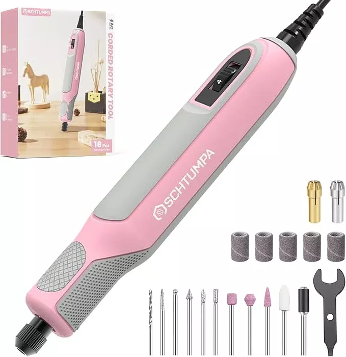 Rotary Tool Kit, Corded Rotary Tool, 4 Variable Speed, 10000-22000RPM, Lightweight, for Sanding, Engraving, Polishing, Grinding, Drilling, Carving, and Jewelry Making