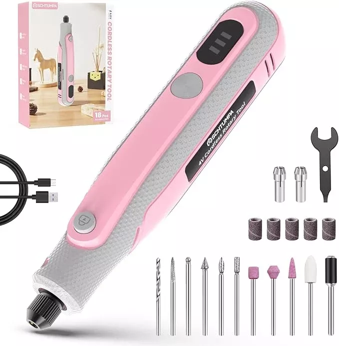 Rotary Tool Kit, Cordless Rotary Tool, Mini Rotary Tool, 4V, Variable Speed, with Upgraded Accessories, for Carving, Engraving, Sanding, Polishing, Cutting, DIY Crafts and Pet Nails, Blue