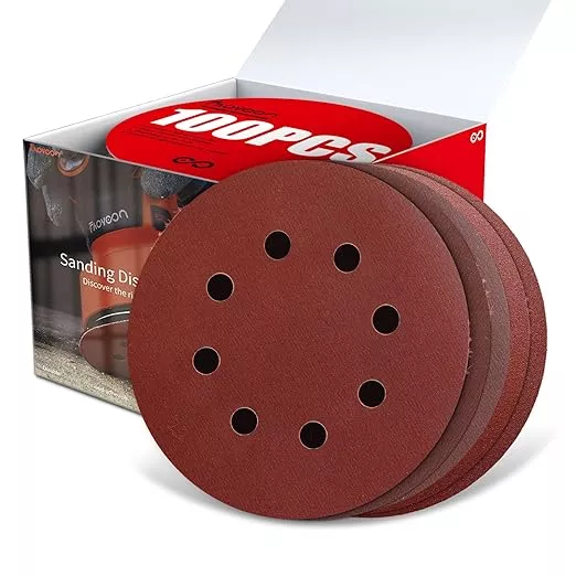 Sanding Disc 5 Inch 8 Hole, 100 Pcs Orbital Sanding Discs Hook and Loop, Sandpaper for polishing and Grinding, 1000 Grit Sand Paper for Random Orbital Sander