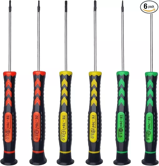 Screwdriver SET OF 6 - Magnetic Flathead and Phillips With NON-SKID Handle in Different SIZES / COLORS - Professional Repair Tool Kit For Electronics/ iPhone/ PC/ Jewelry/ Watch/ Eyeglass