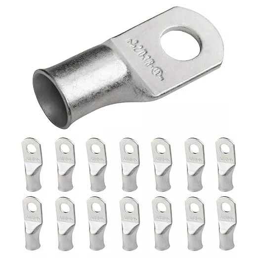 SELTERM 15pcs 2/0 AWG 3/8" Stud UL Marine Grade Battery Terminal Connectors Tinned Copper Battery Cable Lugs 00 Gauge Wire Connectors Electrical Battery Cable Ends Ring Terminals Tinned Copper Lugs