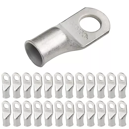 SELTERM 25pcs 3/0 AWG 1/2" Stud Marine Grade Tinned Copper Battery Cable Lugs, 000 Gauge Ring Terminals, UL Wire Lugs Electrical Cable Ends, Terminal Connectors