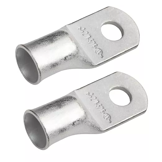 SELTERM 2pcs 2/0 AWG 5/16" Stud Tinned Copper Wire Lugs, Battery Cable Ends, 00 Gauge Ring Terminal Connectors, UL Marine Grade Electrical Terminal Connectors