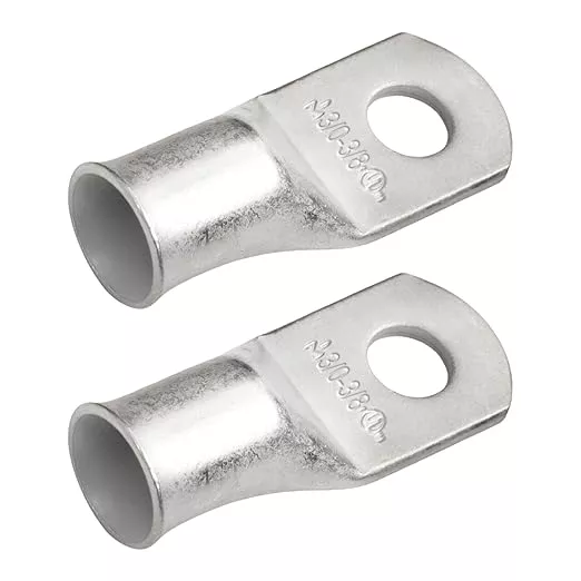 SELTERM 2pcs 3/0 AWG 3/8" Stud Tinned Copper Wire Lugs, Battery Lugs, Ring Terminals, Battery Cable Ends, 000 Gauge Ring Terminal Connectors, UL Marine Grade Electrical Battery Terminal Connectors