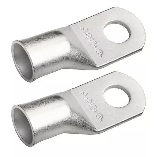 SELTERM 2pcs 4/0 AWG (XL) 1/2" Stud Tinned Copper Wire Lugs, Battery Lugs,Ring Terminals, Battery Cable Ends, 0000 Gauge Ring Terminal Connectors,UL Marine Grade Electrical Battery Terminal Connectors
