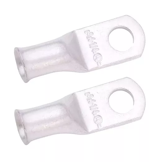 SELTERM 2pcs 4 AWG 1/4" Stud Tinned Copper Wire Lugs, Battery Lugs, Ring Terminals, Battery Cable Ends, 4 Guage Ring Terminal Connectors, UL Marine Grade Electrical Battery Terminal Connectors