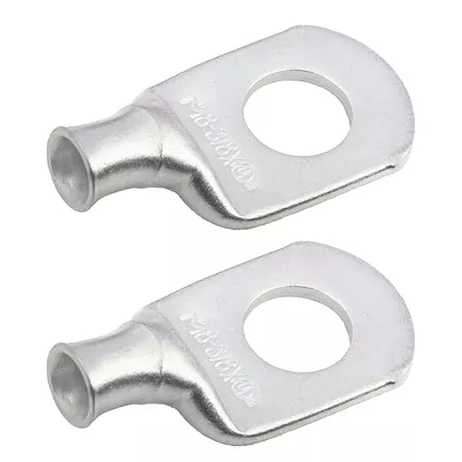 SELTERM 2pcs 8 AWG 3/8" Stud (Wide Pad) Tinned Copper Wire Lugs, Battery Lugs, Ring Terminals, Battery Cable Ends, 8 Gauge Ring Terminal Connectors, UL Marine Grade Battery Terminal Connectors