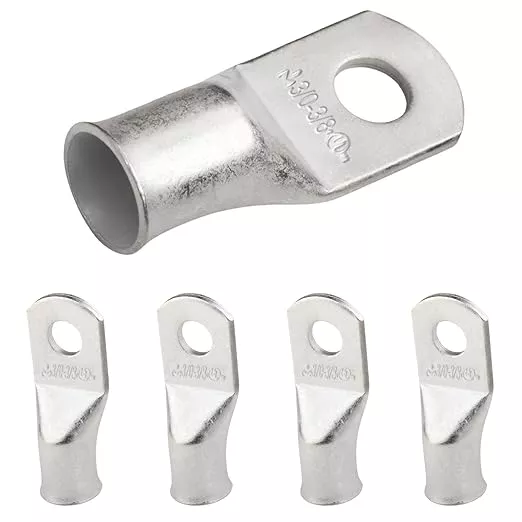 SELTERM 5pcs 3/0 AWG 3/8" Stud Tinned Copper Wire Lugs, Ring Terminals, Battery Cable Ends, 000 Gauge Ring Terminal Connectors, UL Marine Grade Electrical Terminal Connectors