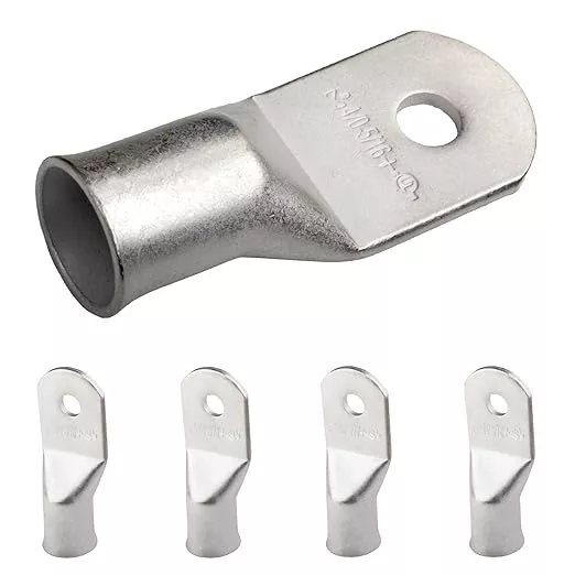 SELTERM 5pcs 4/0 AWG (XL) 5/16" Stud Tinned Copper Wire Lugs,Battery Lugs,Ring Terminals, Battery Cable Ends, 0000 Gauge Ring Terminal Connectors,UL Marine Grade Electrical Battery Terminal Connectors